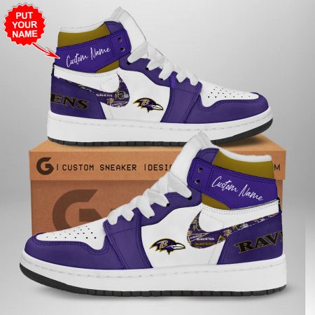 Baltimore Ravens AJ1 High Sneakers Shoes For Men And Women