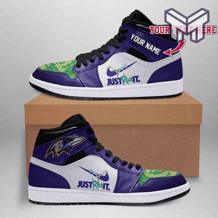 Baltimore Ravens AJ1 High Sneakers Shoes For Men And Women