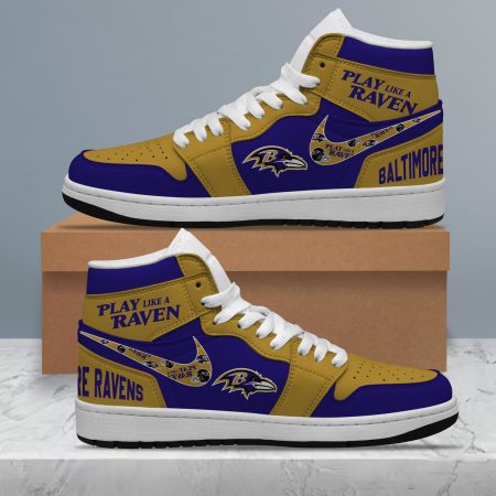 Baltimore Ravens AJ1 High Sneakers Shoes For Men And Women
