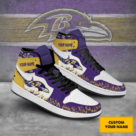 Baltimore Ravens AJ1 High Sneakers Shoes For Men And Women