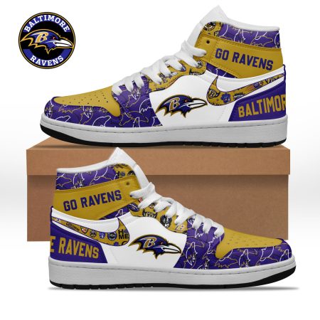 Baltimore Ravens AJ1 High Sneakers Shoes For Men And Women