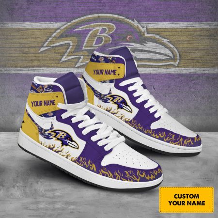 Baltimore Ravens AJ1 High Sneakers Shoes For Men And Women