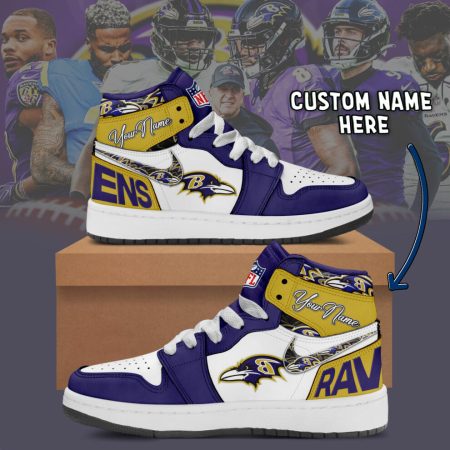 Baltimore Ravens AJ1 High Sneakers Shoes For Men And Women
