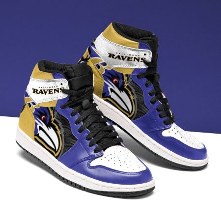 Baltimore Ravens NFL AJ1 High Sneakers Shoes For Men And Women