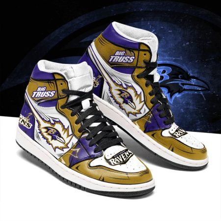 Baltimore Ravens NFL AJ1 High Sneakers Shoes For Men And Women