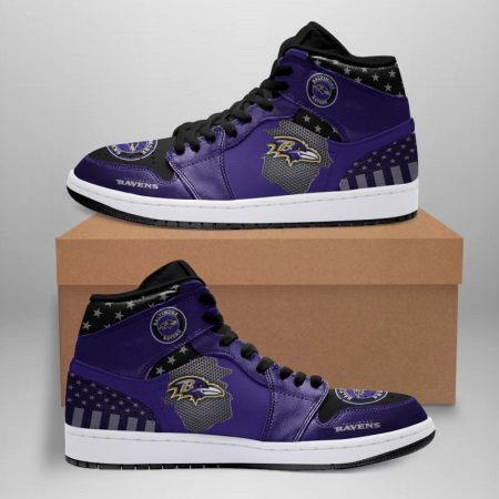 Baltimore Ravens NFL AJ1 High Sneakers Shoes For Men And Women