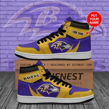 Baltimore Ravens NFL AJ1 High Sneakers Shoes For Men And Women