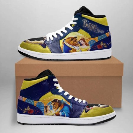 Beauty and the Beast AJ1 High Sneakers Shoes For Men And Women