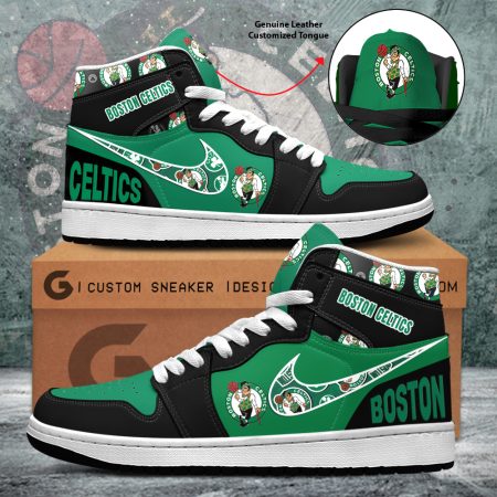 Boston Celtics AJ1 High Sneakers Shoes For Men And Women