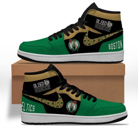 Boston Celtics AJ1 High Sneakers Shoes For Men And Women