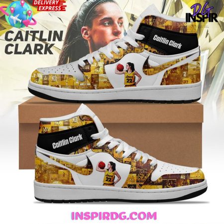 Caitlin Clark IOWA Gold AJ1 High Sneakers Shoes For Men And Women