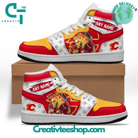 Calgary Flames AJ1 High Sneakers Shoes For Men And Women