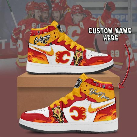Calgary Flames AJ1 High Sneakers Shoes For Men And Women