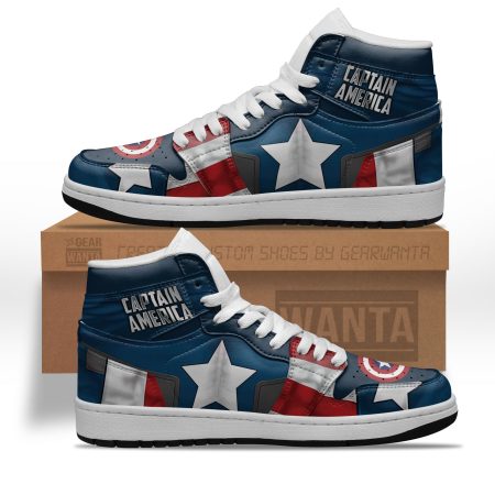 Captain America AJ1 High Sneakers Shoes For Men And Women