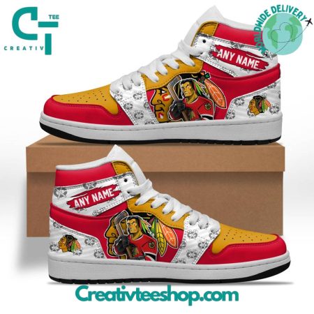 Chicago Blackhawks AJ1 High Sneakers Shoes For Men And Women