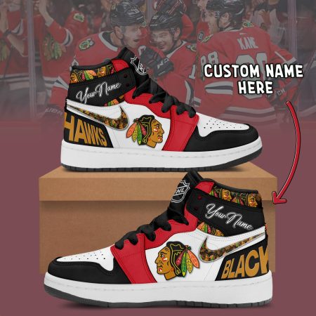 Chicago Blackhawks AJ1 High Sneakers Shoes For Men And Women