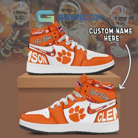 Clemson Tigers AJ1 High Sneakers Shoes For Men And Women