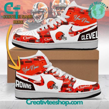Cleveland Browns AJ1 High Sneakers Shoes For Men And Women