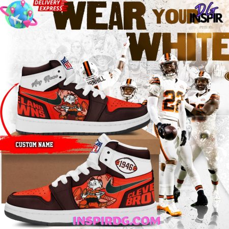 Cleveland Browns AJ1 High Sneakers Shoes For Men And Women