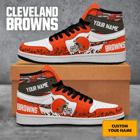 Cleveland Browns AJ1 High Sneakers Shoes For Men And Women