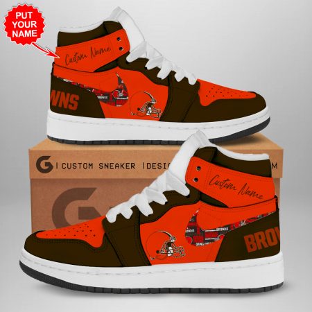 Cleveland Browns AJ1 High Sneakers Shoes For Men And Women