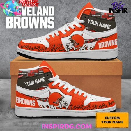 Cleveland Browns AJ1 High Sneakers Shoes For Men And Women