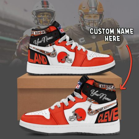 Cleveland Browns AJ1 High Sneakers Shoes For Men And Women