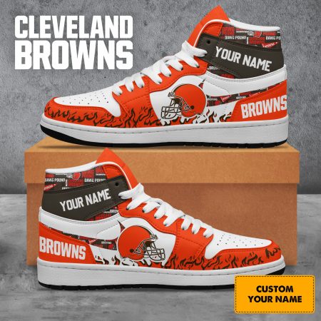 Cleveland Browns AJ1 High Sneakers Shoes For Men And Women