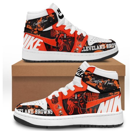 Cleveland Browns AJ1 High Sneakers Shoes For Men And Women