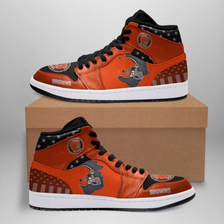 Cleveland Browns NFL AJ1 High Sneakers Shoes For Men And Women