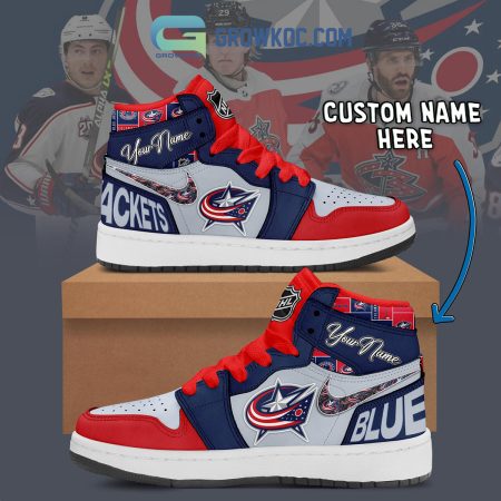 Columbus Blue Jackets AJ1 High Sneakers Shoes For Men And Women