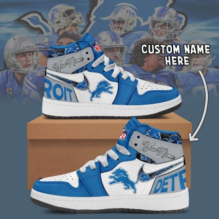 Detroit Lions AJ1 High Sneakers Shoes For Men And Women