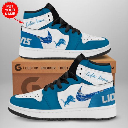 Detroit Lions AJ1 High Sneakers Shoes For Men And Women