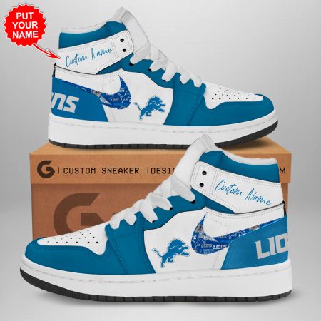 Detroit Lions AJ1 High Sneakers Shoes For Men And Women