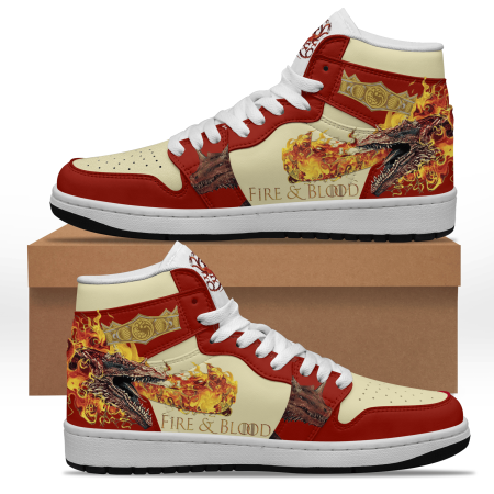 Fire & Blood AJ1 High Sneakers Shoes For Men And Women