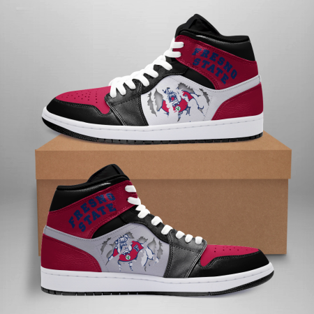 Fresno State Bulldogs AJ1 High Sneakers Shoes For Men And Women