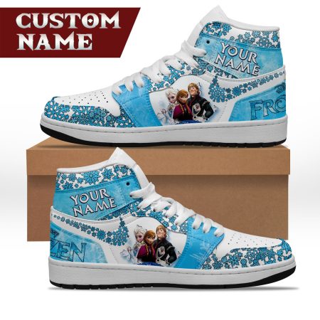 Frozen Elsa AJ1 High Sneakers Shoes For Men And Women