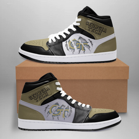 Georgia Tech Yellow Jackets AJ1 High Sneakers Shoes For Men And Women