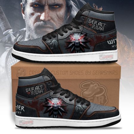 Geralt of Rivia Symbol The Witcher AJ1 High Sneakers Shoes For Men And Women