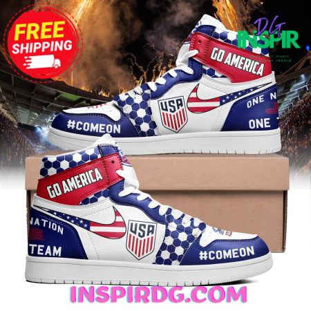 Go American One Nation One Team USA AJ1 High Sneakers Shoes For Men And Women