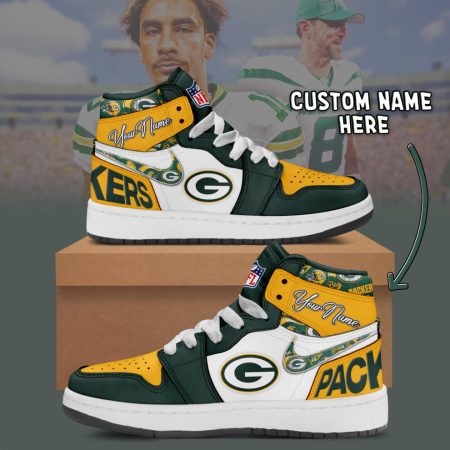 Green Bay Packers AJ1 High Sneakers Shoes For Men And Women