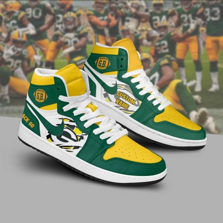Green Bay Packers AJ1 High Sneakers Shoes For Men And Women
