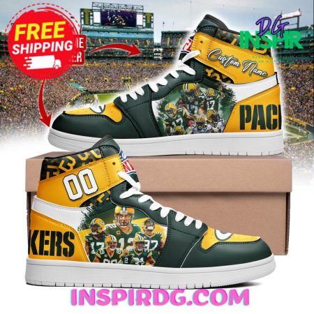Green Bay Packers AJ1 High Sneakers Shoes For Men And Women