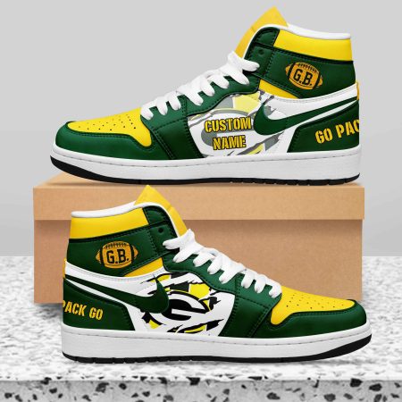 Green Bay Packers AJ1 High Sneakers Shoes For Men And Women