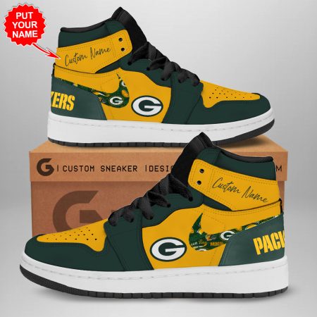 Green Bay Packers AJ1 High Sneakers Shoes For Men And Women