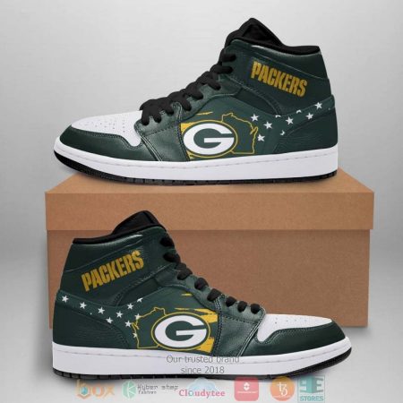 Green Bay Packers NFL AJ1 High Sneakers Shoes For Men And Women