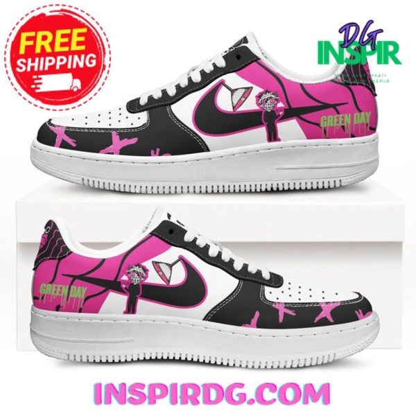 Green Day Band Black Pink Nike Air Force 1 Green Day Air Low-Top Sneakers Shoes For Men And Women