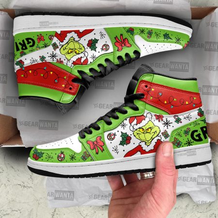 Grinch AJ1 High Sneakers Shoes For Men And Women