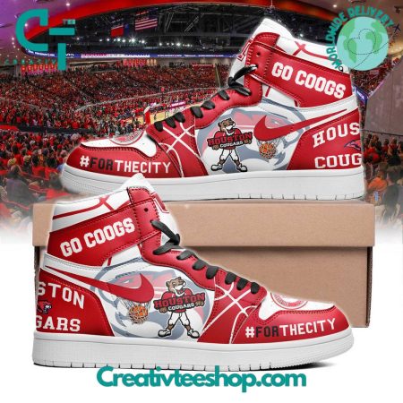 Houston Cougars AJ1 High Sneakers Shoes For Men And Women