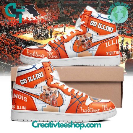 Illinois Fighting Illini AJ1 High Sneakers Shoes For Men And Women